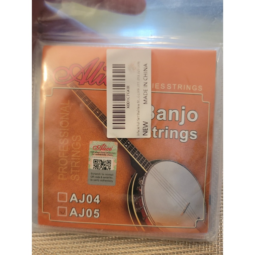 Alice AJ05 5-String Banjo Strings Set Plated Steel Coated Copper‎ Alloy E5V1
